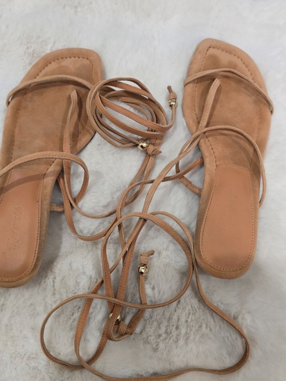 Madewell The Maycie Lace-Up T-Strap Sandal in Sunbaked Clay Suede Women's Size 7 - Picture 3 of 6